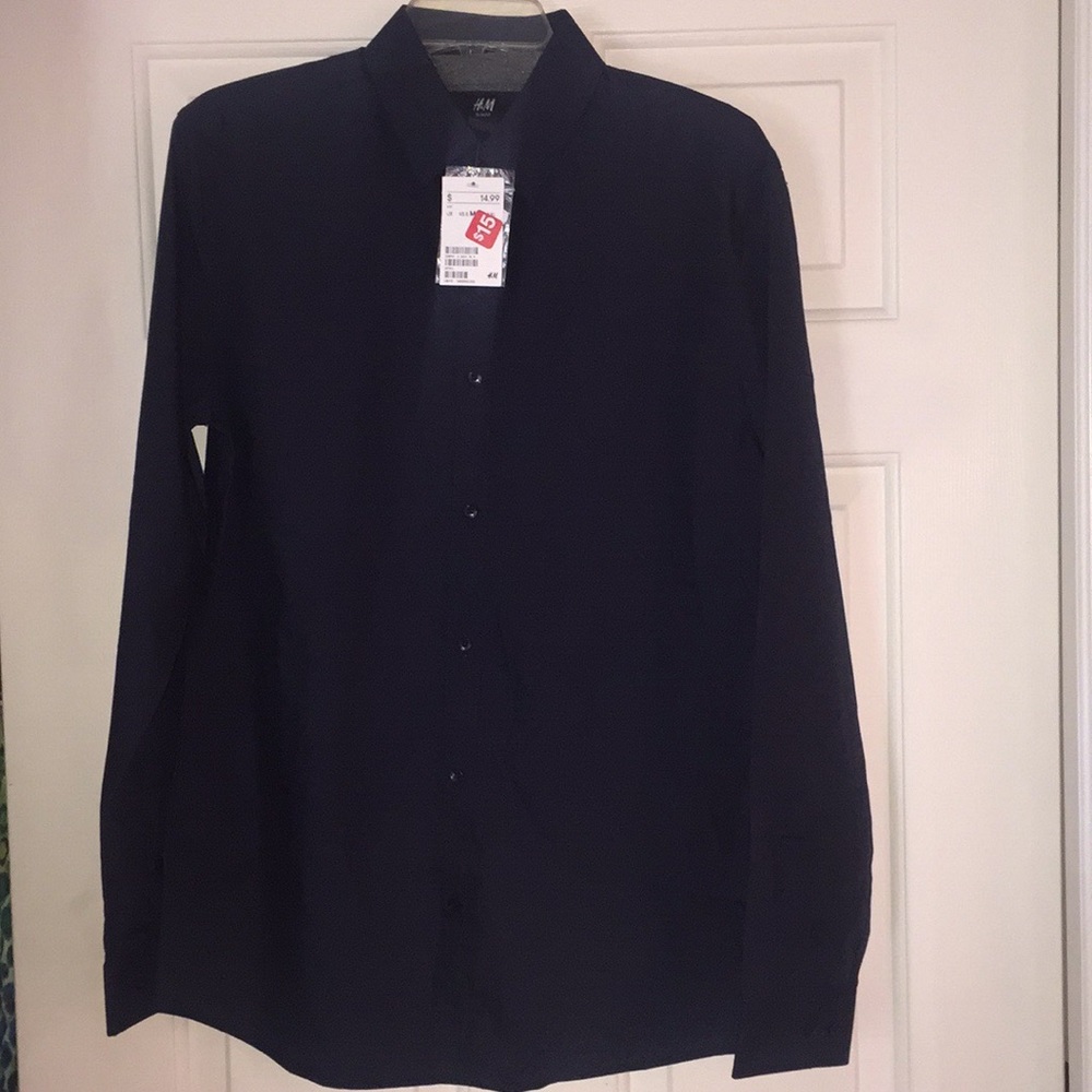 Button up Slim Fit Navy Blue Men Shirt